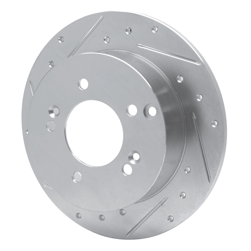 Kia Rondo Brake Rotor (1) - Rear Left - R1 Concepts - Drilled & Slotted - Silver - `07-`12